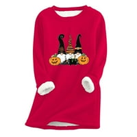 Tdoqot Halloween majice za žene - Crewneck Pamuk s dugim rukavima Labavi Ležerne prilike bundeve grafike plus veličina Ženske padne bluze