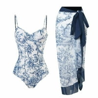 Dxhmoneyh Ženski kupaći kostimi Monokini setovi jedan kupaći kostim i sarong poklopac duge suknje Vintage