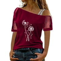 Ženske košulje ispisane od ramena blistaju kratke majice kratkih rukava majice za žene