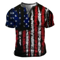 Yanhoo muške patriotske košulje od Henley 4. jula Američka zastava Ispis kratkih rukava Dan neovisnosti Nezavisnosti Ljetna casual modna majica