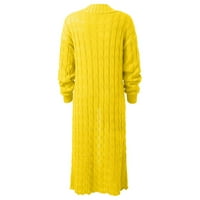 Koaiezne Žene Ležerne prilike s dugim rukavima otvorena prednja modna labava elegantan topli džemper džep dugih rukava