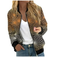 Feternalne jakne za žene dugih rukava lagana zip useljena f Print Outerwear Casual Quilted Jackets Whith