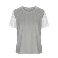 AWDENIO Plus Veličina Žene Ljetne vrhove Čišćenje Ženska modna majica čipke kratkih rukava Bluza okrugli vrat Ležerne prilike
