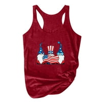 Ženska američka stanka zastava Summer bez rukava Okrugli izrez SAD Stripe Stars Grafičke majice Casual