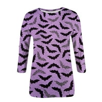 Ženski za Halloween za žene od Anepala, okrugli vrat pulover rukav majica Purple 2xl