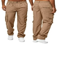 Diconna muške opuštene fit ravno noge teretni hlače pamučne pantalone duge hlače sa džepovima Khaki