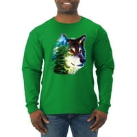 Zemlja vučje drveće Planine prirode Životinjski ljubavnik Muška majica s dugim rukavima, Kelly, 2xL