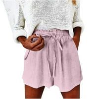 Ženski pantski modni ljetni casual vučna traka za trajanje džepa u boji ružičaste kratke hlače ružičasta