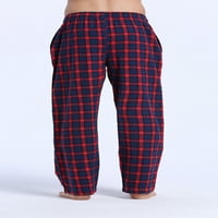 Muški pamučni super meki flanel plairani pidžama hlače-navyred-xl