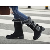 Zodanni Ženske zimske cipele plišane obloge čizme za snijeg Okrugli prst Fuzzy Bootie Wots High Calf
