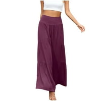 Široke noge joge hlače za žene čišćenje vruće prodaje Ženska moda casual visoki struk elastični struk čvrstog boja, hlače široke noge Hlače
