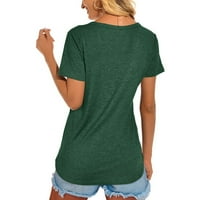 Mveomtd ženska majica kratki rukav casual bluza tunika tamna majica zelena