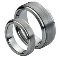 Njegov i njen centar četkica Step Edge Tungsten Carbide Vjenčani prsten