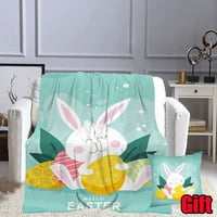 DICASSER Uskrs Happy Bunny pokrivači s jastukom mekom tople ugodne lagane dekorativne deke za kauč -