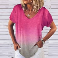 Tenjioio Essentials Short rukava Summer Summer Majica Žene Ležerne prilike V-izrez Fading Bluza Boja Plus Veličina