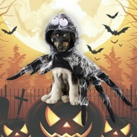 Prilično kombinirano kućno kućno hood hood horor simulacija plišana paukovna transformacija za pseći kostim prerušiti se outfit smiješno Halloween Cosplay mačja kostim sive m