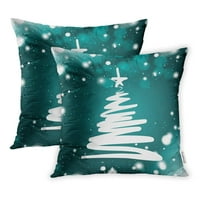Linijski piscirani zeleni božićni stablo Squigling Xmas jastučni jastučni jastučni poklopac set od 2