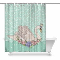 Slatki labud sa krunom i cvijećem bajkoviti dekor vodootporni poliesterski tkanini za zavjese za tuširanje
