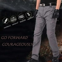Jacenvly Cargo Hlače Duge teretne hlače Elastična struka Pokače za struku Obične muške hlače Stretske tkanine Vanjske hlače Multi-džepne kombinezone