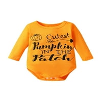 Bagilaanoe novorođenče Djevojka za djecu Halloween Rompers Pumpkin Pismo Ispis dugih rukava Bodi, casual