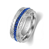 Titanium čelični muški prsten muškarci vjenčani bend plavi AAA CZ MAN prsten