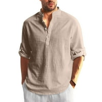 Modni brendovi muškarci majice s rukavima s rukavima isplativo čvrsti pulover Henley opuštena fit majica
