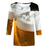Yanhoo pivske majice za žene trendi rukav okrugli bluza s okruglim vratom Ljetni casual labavi vrhovi