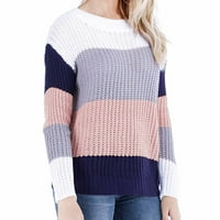 Pleteni džemper za žene Ženske modne rukave Okrugli izrez Boja podudaranje labavih vrhova bluza pleteni