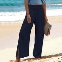 Ljetne pantalone za žene Ženske trendove Ležerne prilike pune boje Split Visoki struk labav rušenje