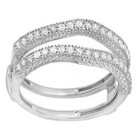 Dazzlingrock kolekcija 0. karat 10k Diamond Wedding Band Millgrain Guard Dvostruki prsten CT, bijelo