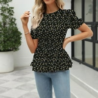 Koaiezne bluze za žene Ležerne prilike ženske modne casual top o izrez T majice Ljetni cvjetni nosač