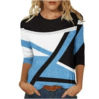 Ženska majica za posade s rukavima, prugasti patchwork casual vrhovi trendne bluza lagana majica od