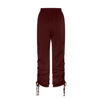 Voncos ženske hlače Ležerni čišćenje - elastičan struk sa džepovima Solidne modne pantalone za žene za žene veličine vina m