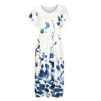 Clear YoHome Ljetne haljine Ženske proljeće Ljeto Dugo prorezanje Štampano bijelo S