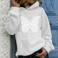 Safuny Rollbacs ženske vrhove dukserica Comfy casual pulover leptir print s kapuljačom s kapuljačom