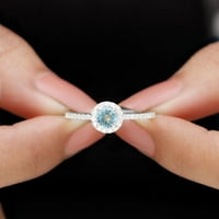 1. CT Aquamarinski prsten sa dijamantnim halo za žene - AAA razred, 14k bijelo zlato, SAD 10,50