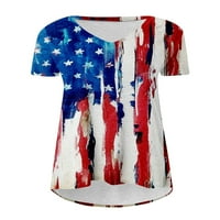 Cindysus dame 4. jula Dan neovisnosti Ljetni vrhovi Žene Asimetrična bluza tunika Longline Dailyward Američka zastava Ispis Patriotska majica
