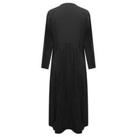 Floleo ženska haljina za uklanjanje haljina ljeta V-izrez puna boja labava ležerna modna jesen dugi rukav