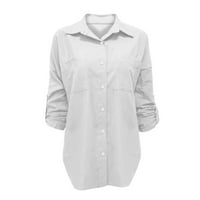 Ženska bluza Traper majica Loose Dvostruki džep Dugi rukav Sveturni kasutni kaput Košulja Trendy Leisure