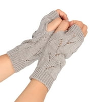 Zimske pletene kabrioletne rukavice bez prstiju vune mittens topla rukavica rukavica siva