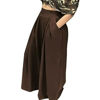 Diconna ženske ležerne hlače široke noge, pune boje visokog struka labave hlače ženske pantalone sa