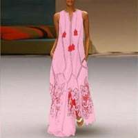 Miayilima Mini haljine za žene Retro Vintage Dnevno casual posade bez rukava bez rukava cvjetno tiskano