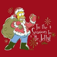Muškarci su simpsonovi božićni homer tis sezona za jelly grafički tee crveni mali