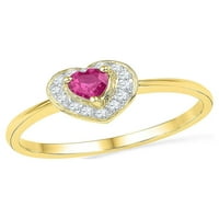 Jewels 10kt Žuto zlato Ženska okrugla laboratorija koja je stvorena ružičasta safir srčani prsten CTTW