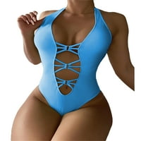 Seyurigaoka ženski ljetni seksi monokini bikini, zmija tisak čvrstog halter niskog rezanog izrezanog dizajna Slim Fit kupaći kostim