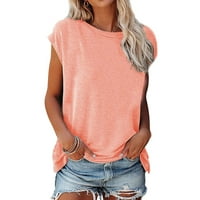 Ženske bluze Bluza Ženska plus kratkih rukava Slatke tiskane košulje Okrugli izrez Ljetni vrhovi Pink XL