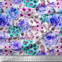 Soimoi Blue Japan Crepe satenski tkanina odlazi i cvjetne tkanine otisci sa dvorištem širom