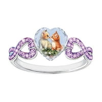 Ženski prsten za prsten za klisunje prstena Kristalna ljubav mačka ogrlica postavljena modna dama pozlaćeni