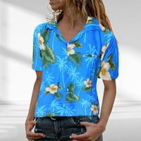 Ženska jednostavna gornja cvjetna sitnica labava skrasne košulje ljetne V izrez majica casual bluza kratki rukav vrhovi