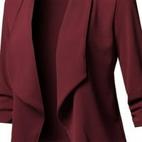 GDFUN Ženske boje čvrsti otvoreni prednji kardigan Ležerni kaput za dugih rukava - zip up hoodie zip